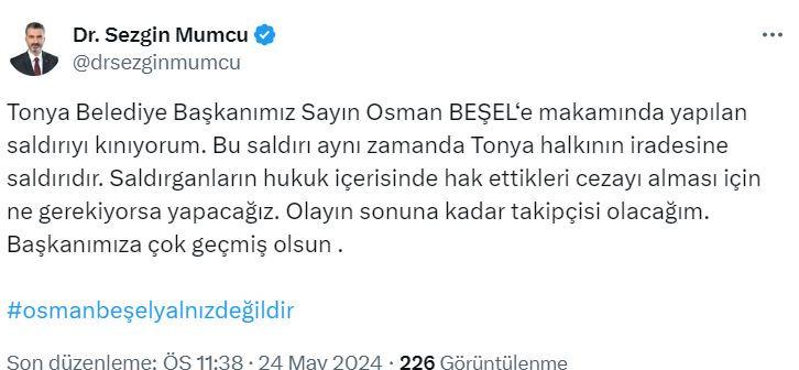 AK Partili Belediye Başkanı Osman Beşel makam odasında saldırıya uğradı!