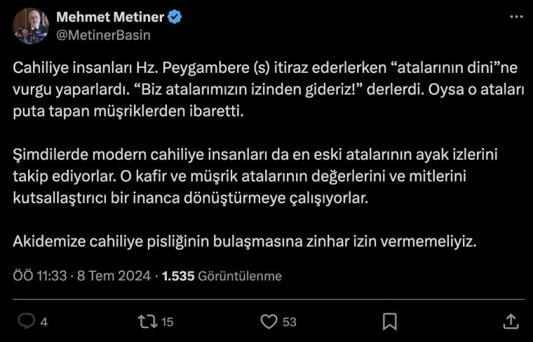 AKP'li Metiner 'bozkurt' işaretine mi gönderme yaptı? 'Kafir ve müşrik atalarının değerlerini kutsallaştırmaya çalışıyorlar...' - Son Dakika Siyaset Haberleri | Cumhuriyet