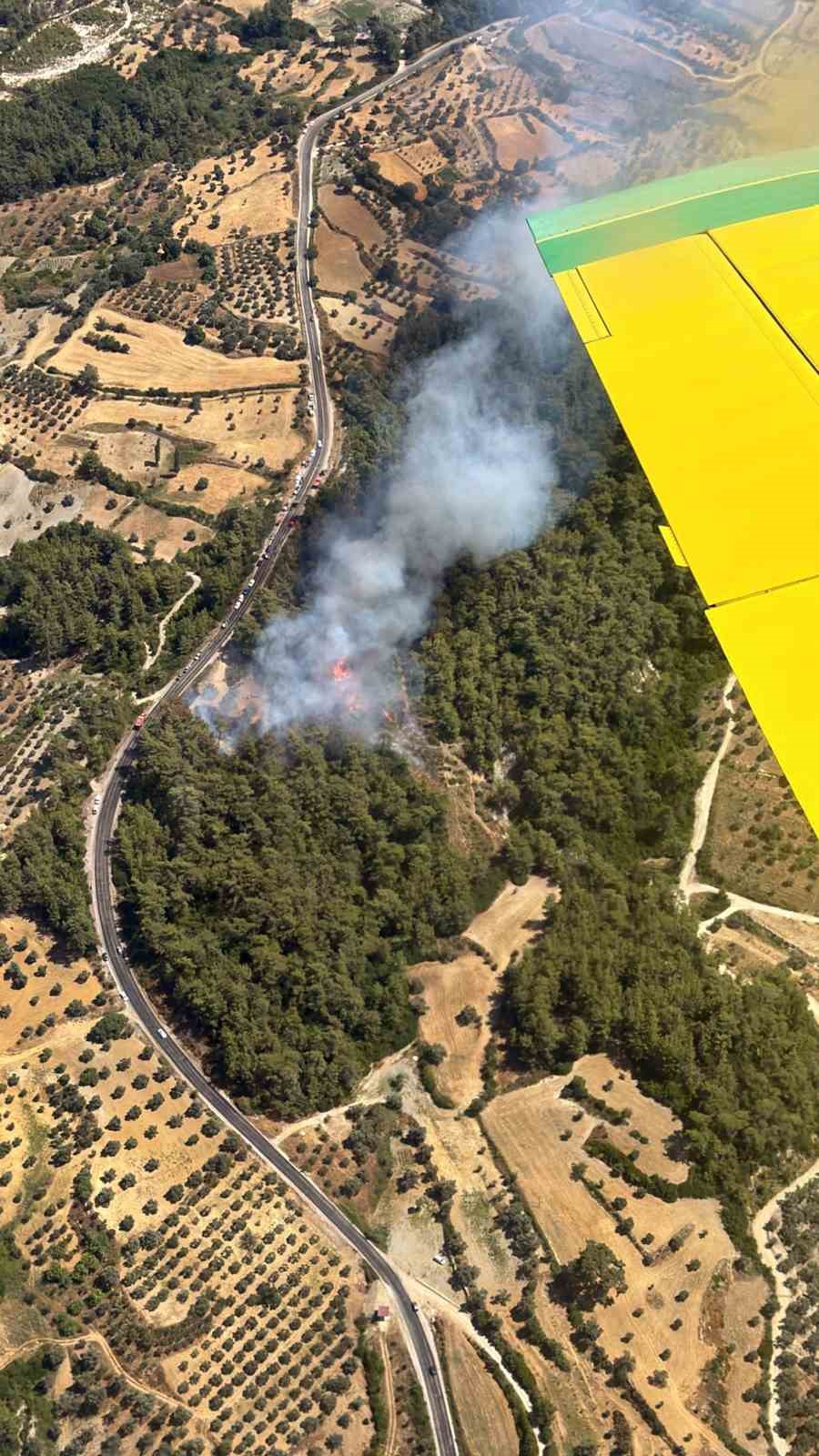 Milas yangınına havadan karadan müdahale