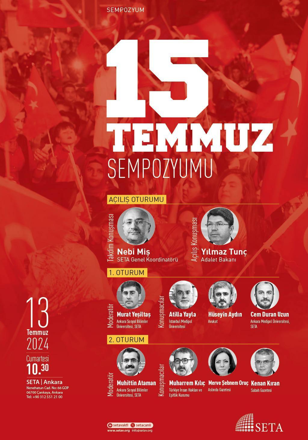 SETA'dan 15 Temmuz Sempozyumu duyurusu!