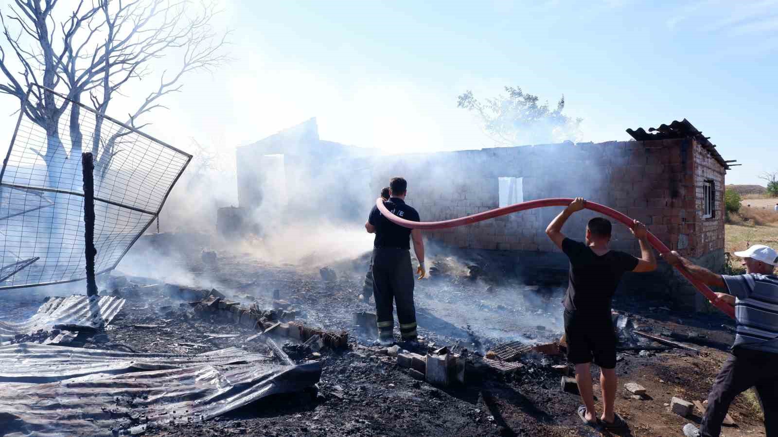 Edirne’de ağıl ve tarım arazileri alev alev yandı